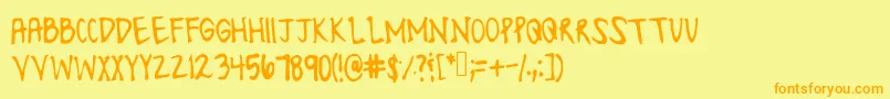 フォントLonesomefont – オレンジの文字が黄色の背景にあります。