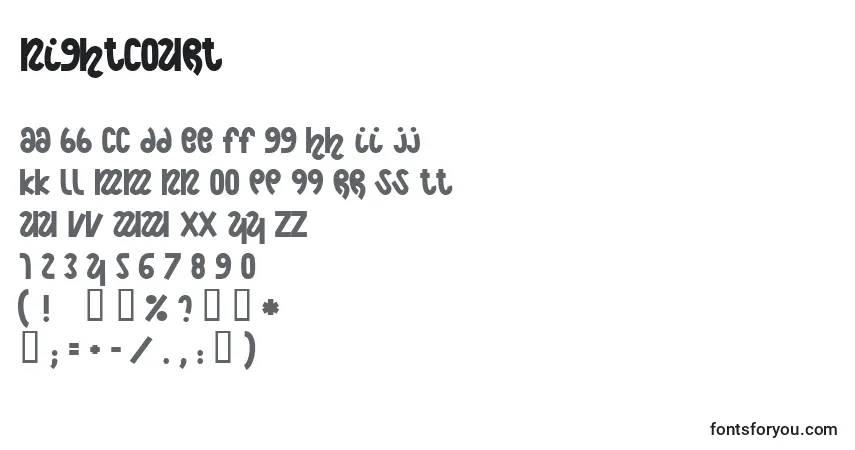 A fonte NightCourt – alfabeto, números, caracteres especiais