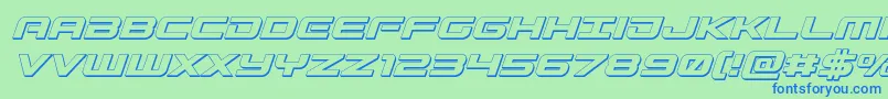 Gunship3Dital Font – Blue Fonts on Green Background