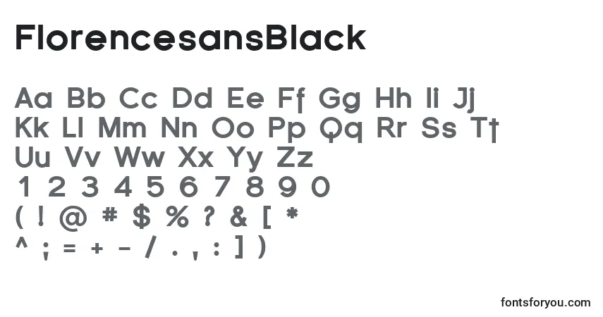 Czcionka FlorencesansBlack – alfabet, cyfry, specjalne znaki