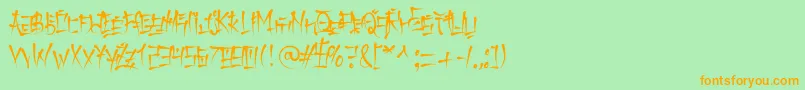 フォントKeetanokatakanaRegular – オレンジの文字が緑の背景にあります。