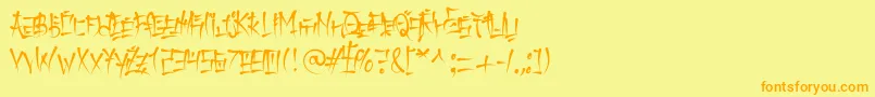 フォントKeetanokatakanaRegular – オレンジの文字が黄色の背景にあります。