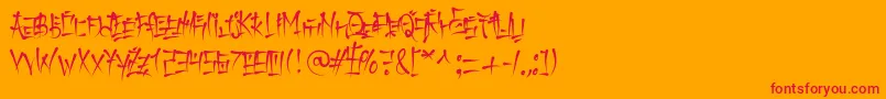 フォントKeetanokatakanaRegular – オレンジの背景に赤い文字