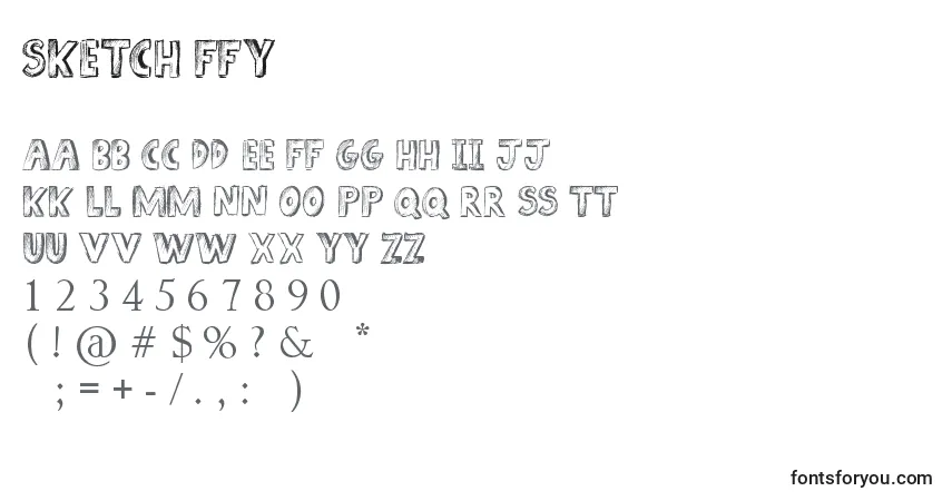 Czcionka Sketch ffy – alfabet, cyfry, specjalne znaki