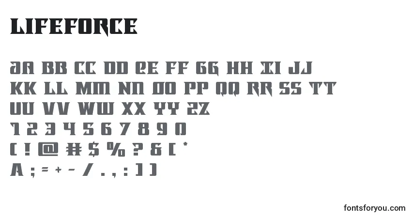 Шрифт Lifeforce – алфавит, цифры, специальные символы