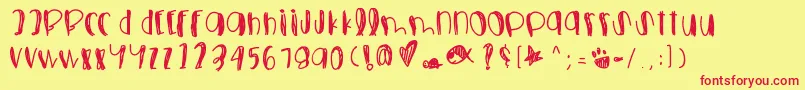 Foolsfallinlove Font – Red Fonts on Yellow Background