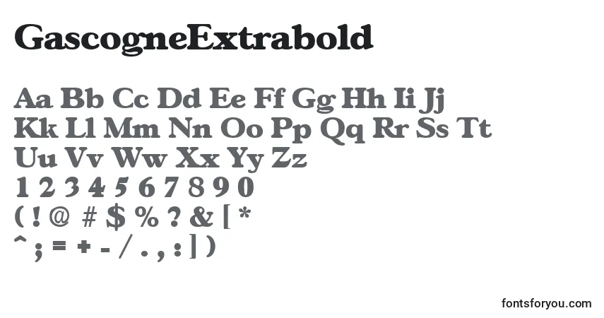 A fonte GascogneExtrabold – alfabeto, números, caracteres especiais