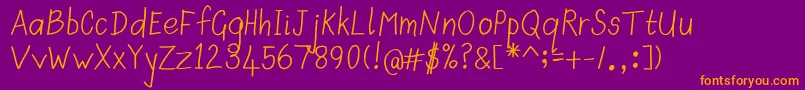 Scrawnyk-Schriftart – Orangefarbene Schriften auf violettem Hintergrund