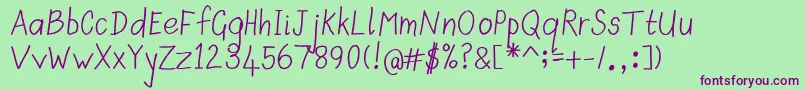 Scrawnyk Font – Purple Fonts on Green Background