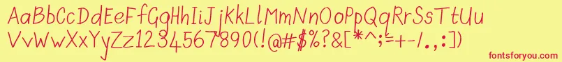 Scrawnyk-Schriftart – Rote Schriften auf gelbem Hintergrund