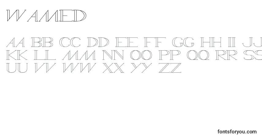 Czcionka Wamed001 – alfabet, cyfry, specjalne znaki