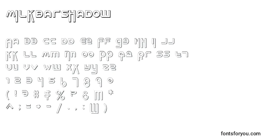Czcionka MilkBarShadow – alfabet, cyfry, specjalne znaki