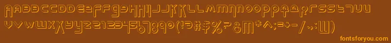 フォントMilkBarShadow – オレンジ色の文字が茶色の背景にあります。
