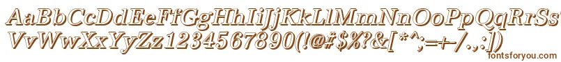 AntiquashCdItalic-Schriftart – Braune Schriften auf weißem Hintergrund
