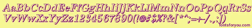AntiquashCdItalic-fontti – violetit fontit keltaisella taustalla