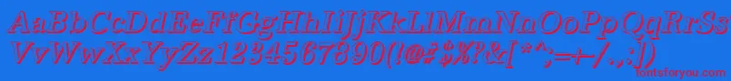 Czcionka AntiquashCdItalic – czerwone czcionki na niebieskim tle