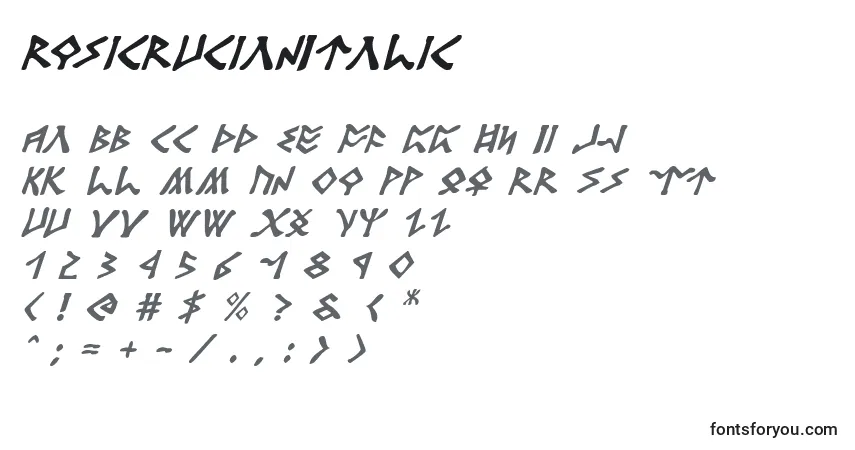 Schriftart RosicrucianItalic – Alphabet, Zahlen, spezielle Symbole
