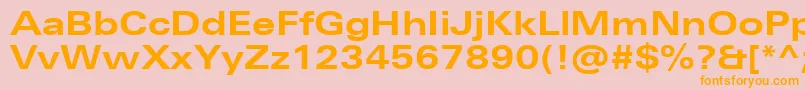 フォントUniversNextProBoldExtended – オレンジの文字がピンクの背景にあります。