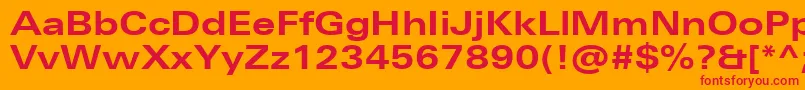 フォントUniversNextProBoldExtended – オレンジの背景に赤い文字