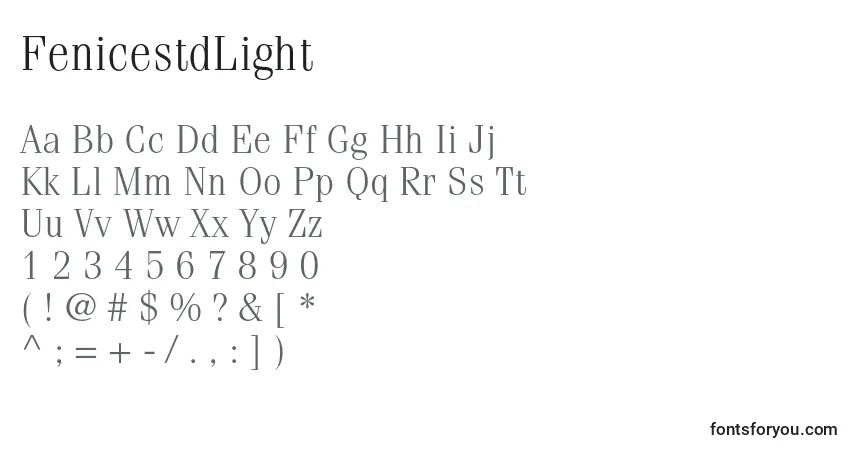 A fonte FenicestdLight – alfabeto, números, caracteres especiais