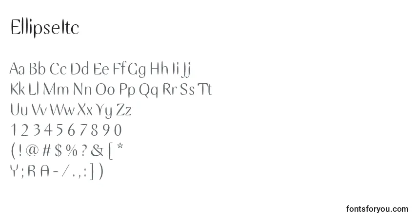 EllipseItc-fontti – aakkoset, numerot, erikoismerkit