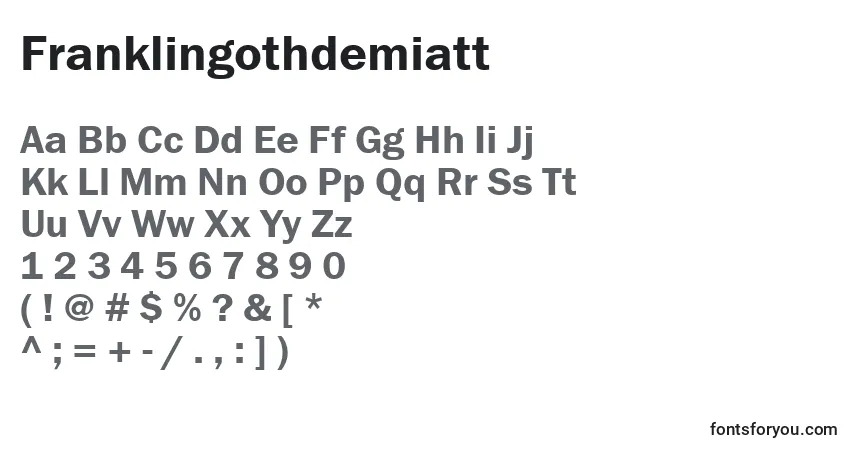 Schriftart Franklingothdemiatt – Alphabet, Zahlen, spezielle Symbole