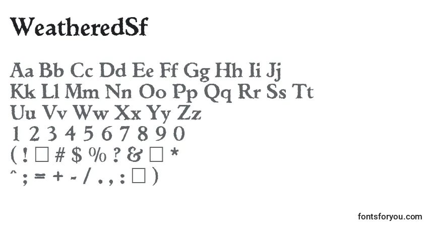 A fonte WeatheredSf – alfabeto, números, caracteres especiais