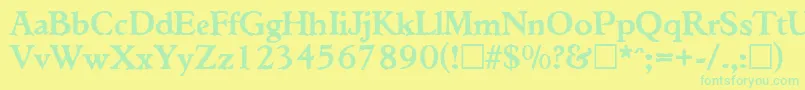 フォントWeatheredSf – 黄色い背景に緑の文字