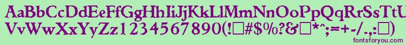 WeatheredSf-Schriftart – Violette Schriften auf grünem Hintergrund