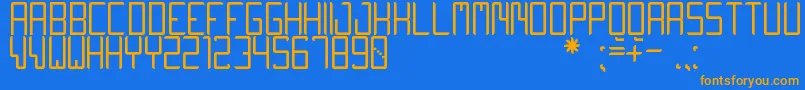 QuiwoLuseTfb-Schriftart – Orangefarbene Schriften auf blauem Hintergrund