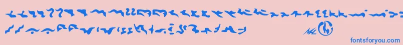 Tkon-Schriftart – Blaue Schriften auf rosa Hintergrund