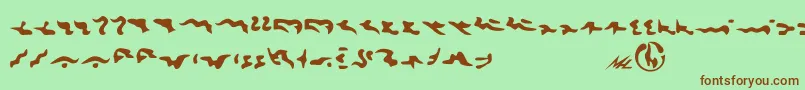 Tkon-Schriftart – Braune Schriften auf grünem Hintergrund