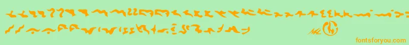 Tkon-Schriftart – Orangefarbene Schriften auf grünem Hintergrund
