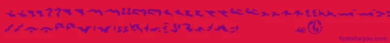 Tkon-Schriftart – Violette Schriften auf rotem Hintergrund