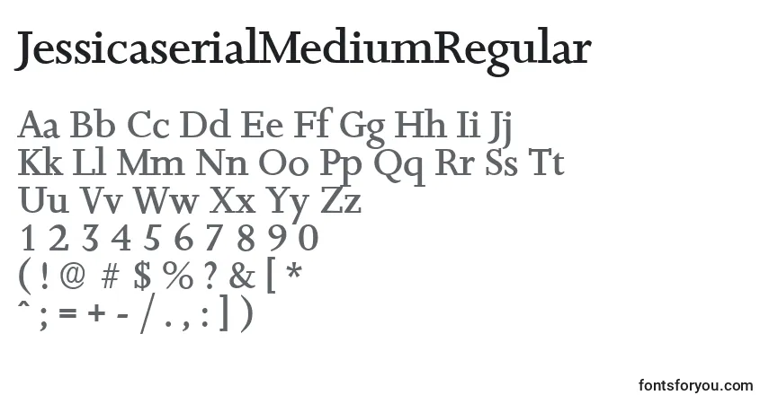 A fonte JessicaserialMediumRegular – alfabeto, números, caracteres especiais