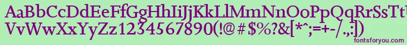 Шрифт JessicaserialMediumRegular – фиолетовые шрифты на зелёном фоне