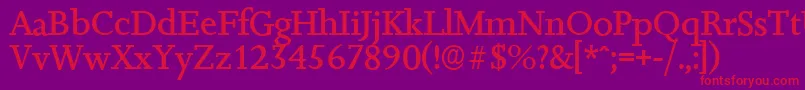 Fonte JessicaserialMediumRegular – fontes vermelhas em um fundo violeta