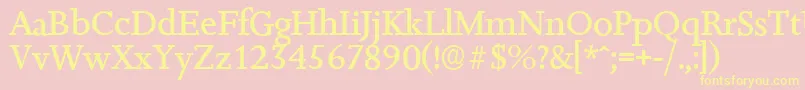 JessicaserialMediumRegular-Schriftart – Gelbe Schriften auf rosa Hintergrund