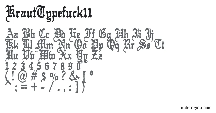 A fonte KrautTypefuck11 – alfabeto, números, caracteres especiais