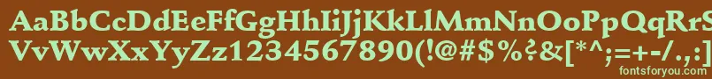 フォントStempelSchneidlerLtBlack – 緑色の文字が茶色の背景にあります。