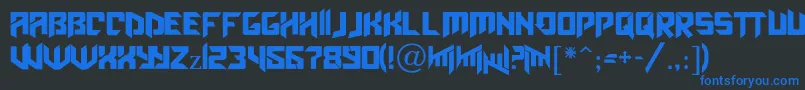Obitaemostrov Font – Blue Fonts on Black Background