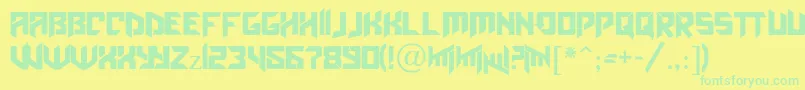 Obitaemostrov Font – Green Fonts on Yellow Background