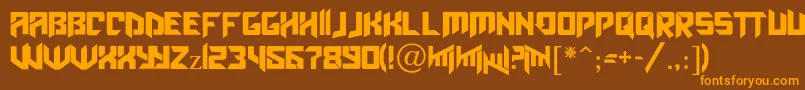 Obitaemostrov-Schriftart – Orangefarbene Schriften auf braunem Hintergrund