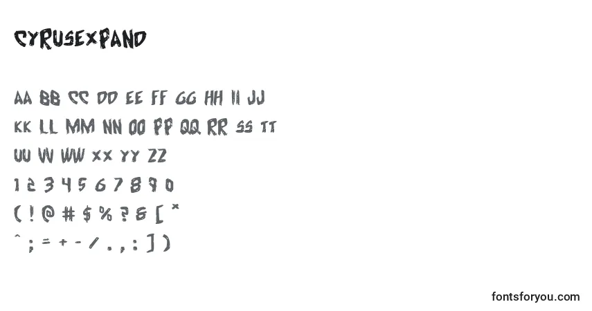 Czcionka Cyrusexpand – alfabet, cyfry, specjalne znaki