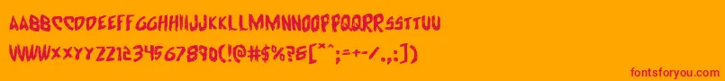 Cyrusexpand-Schriftart – Rote Schriften auf orangefarbenem Hintergrund