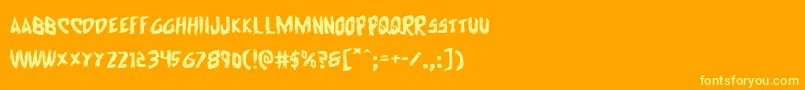 Cyrusexpand-Schriftart – Gelbe Schriften auf orangefarbenem Hintergrund