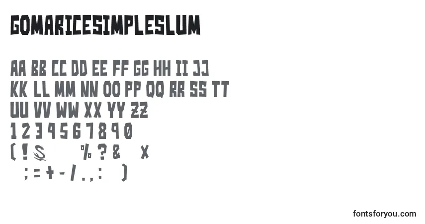 A fonte GomariceSimpleSlum – alfabeto, números, caracteres especiais