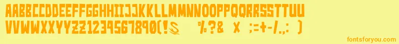 GomariceSimpleSlum-Schriftart – Orangefarbene Schriften auf gelbem Hintergrund