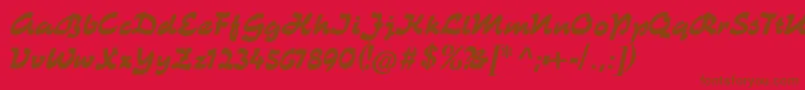 Catkurier-Schriftart – Braune Schriften auf rotem Hintergrund