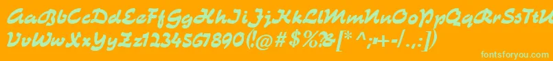 Catkurier-Schriftart – Grüne Schriften auf orangefarbenem Hintergrund